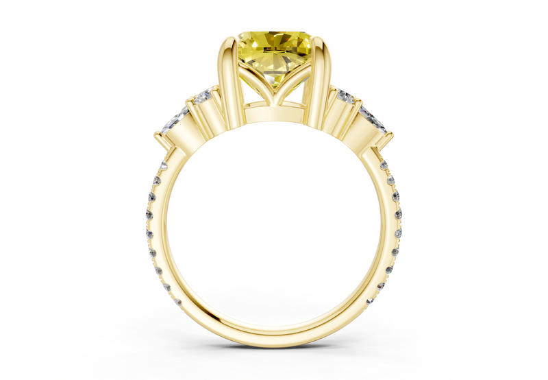 Zephyrine Yellow Diamond Accent Cushion Square Cut 1.9mm Engagement Ring