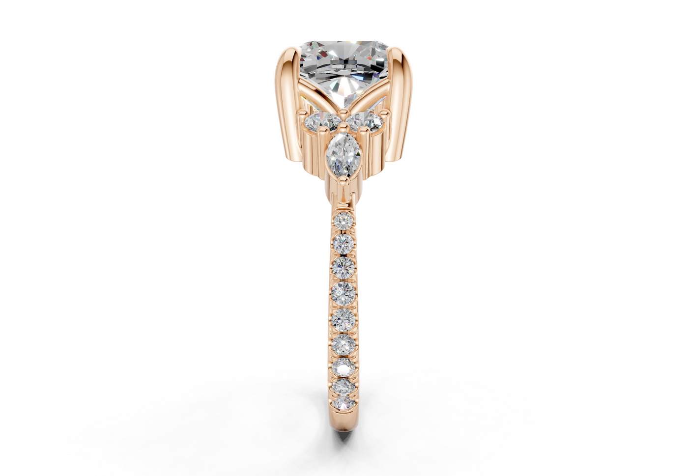 Zephyrine Diamond Accent Cushion Square Cut 1.9mm Engagement Ring