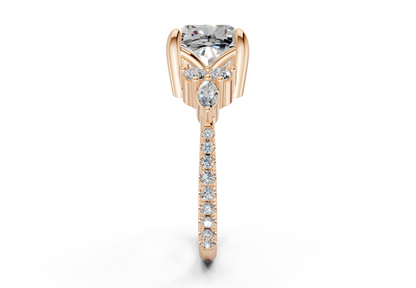 Zephyrine Diamond Accent Cushion Square Cut 1.9mm Engagement Ring