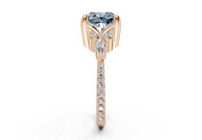 Zephyrine Blue Diamond Accent Cushion Square Cut 1.9mm Engagement Ring