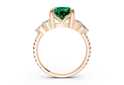 Zephyrine Emerald Gemstone Accent Cushion Square Cut 1.9mm Engagement Ring