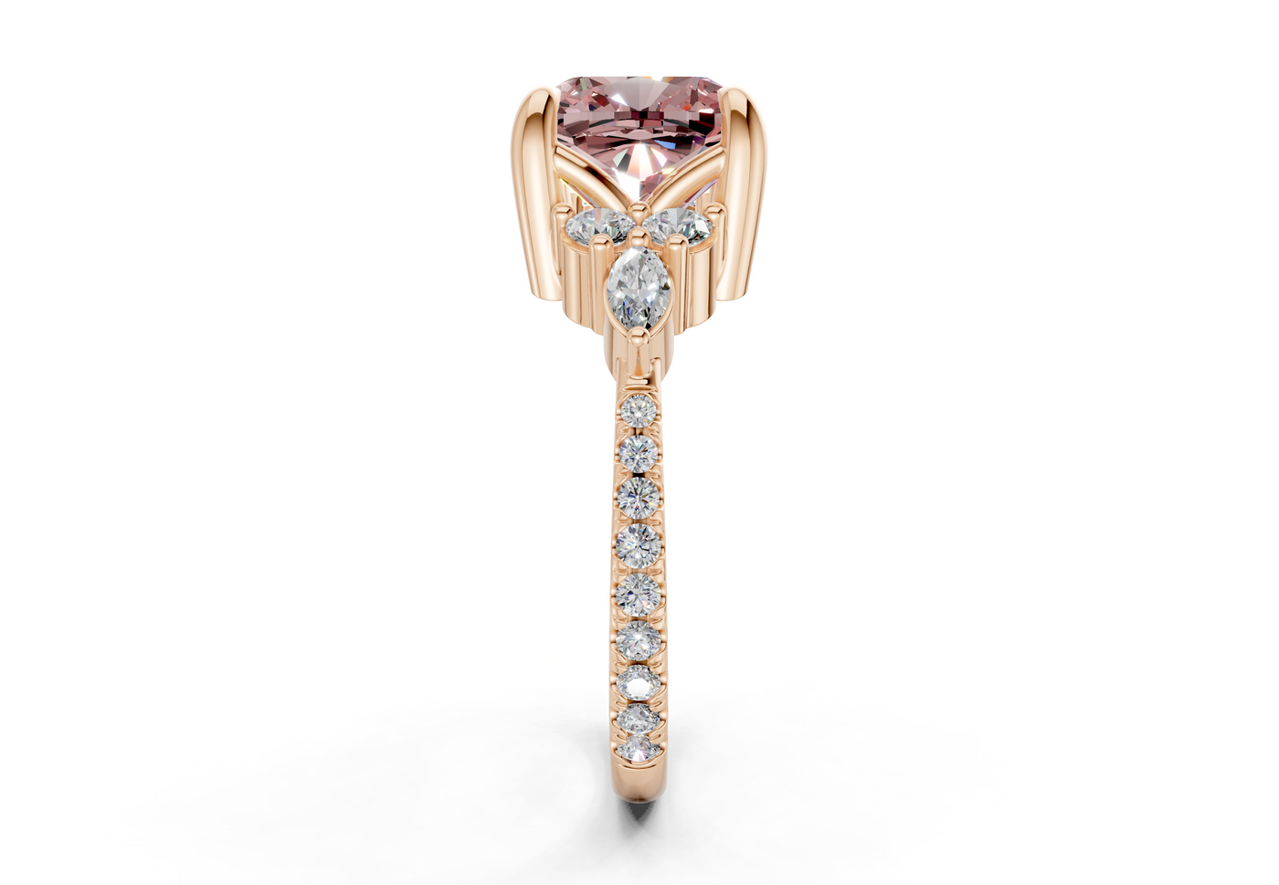 Zephyrine Pink Diamond Accent Cushion Square Cut 1.9mm Engagement Ring
