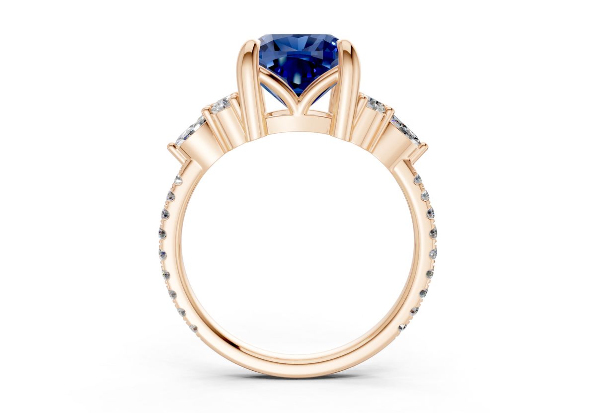 Zephyrine Sapphire Gemstone Accent Cushion Square Cut 1.9mm Engagement Ring