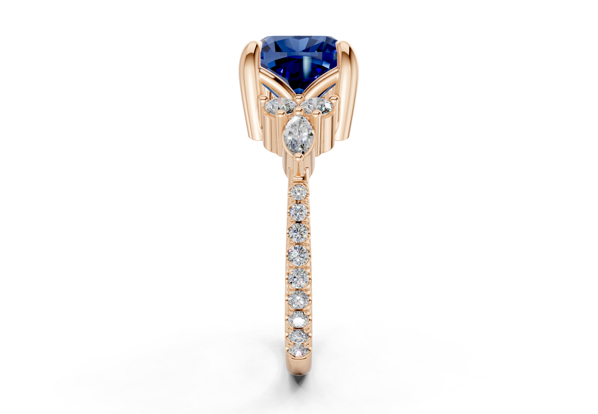 Zephyrine Sapphire Gemstone Accent Cushion Square Cut 1.9mm Engagement Ring