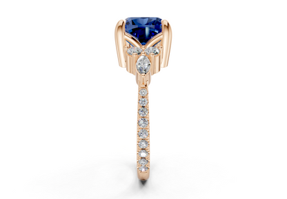 Zephyrine Sapphire Gemstone Accent Cushion Square Cut 1.9mm Engagement Ring