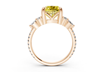 Zephyrine Yellow Diamond Accent Cushion Square Cut 1.9mm Engagement Ring