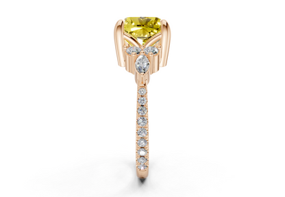 Zephyrine Yellow Diamond Accent Cushion Square Cut 1.9mm Engagement Ring