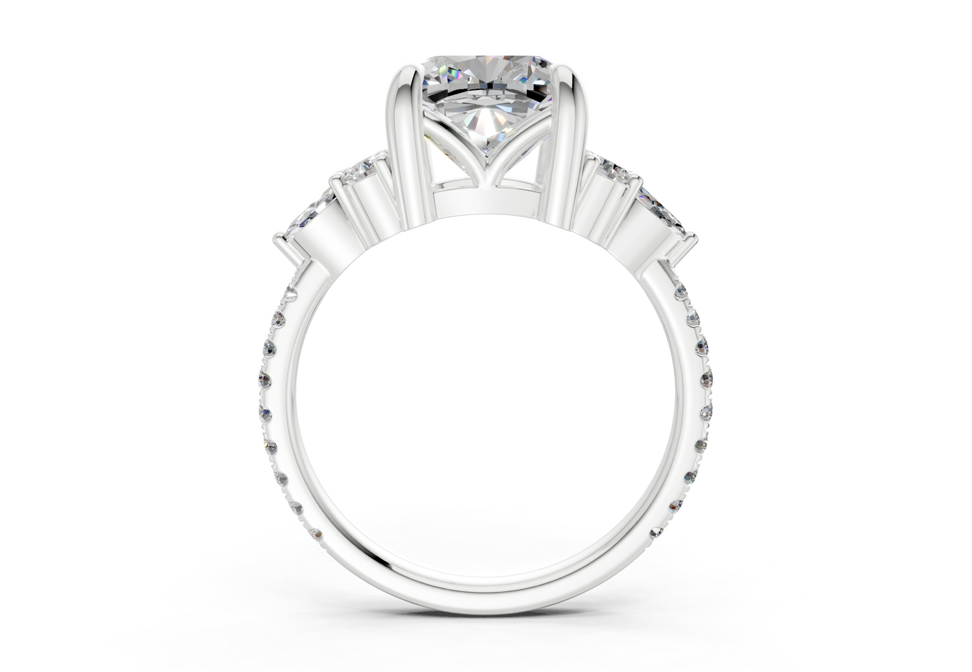 Zephyrine Diamond Accent Cushion Square Cut 1.9mm Engagement Ring
