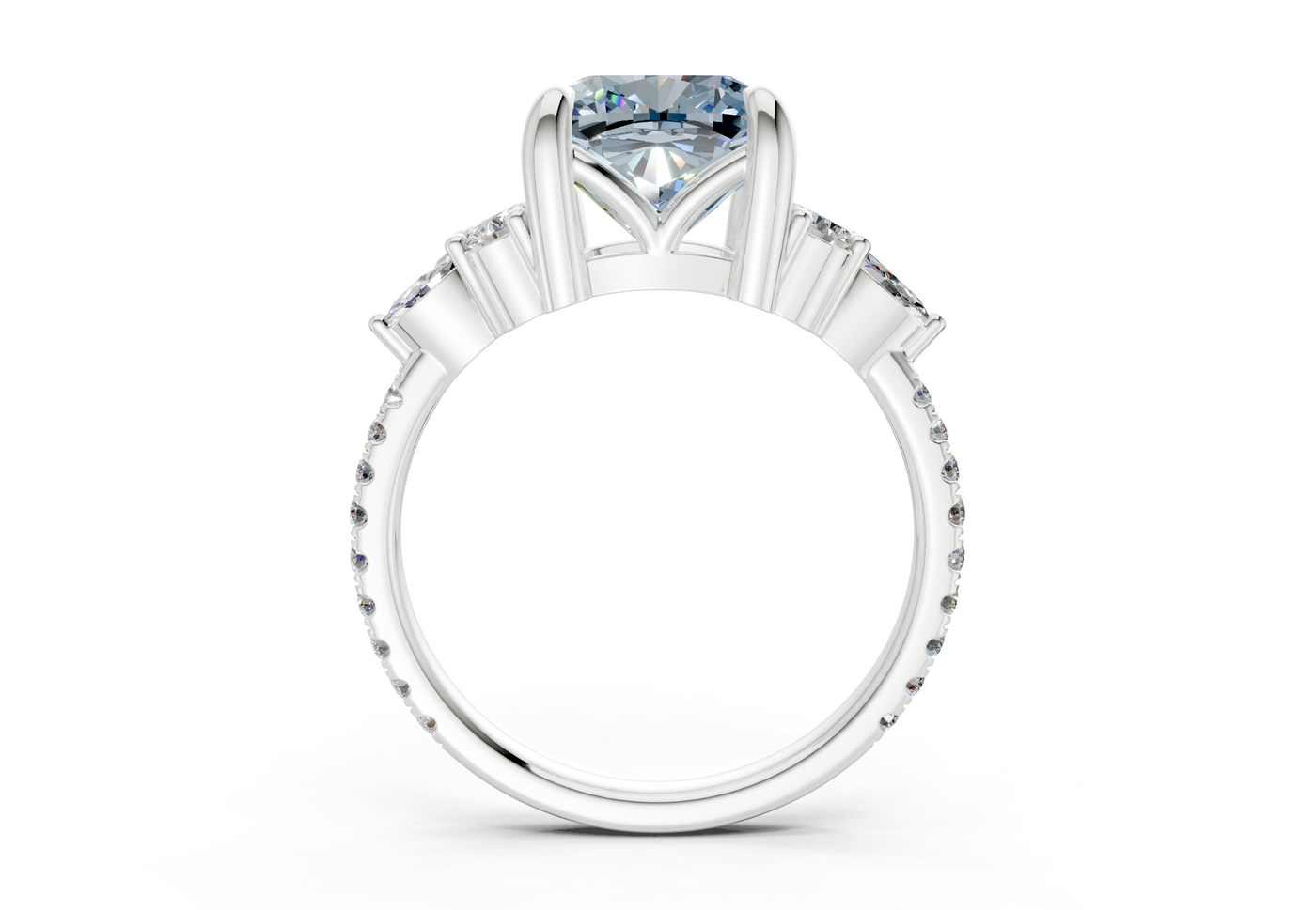 Zephyrine Blue Diamond Accent Cushion Square Cut 1.9mm Engagement Ring
