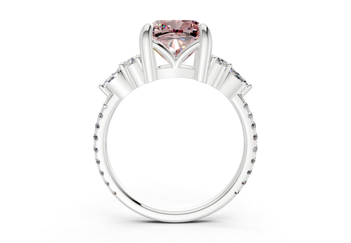 Zephyrine Pink Diamond Accent Cushion Square Cut 1.9mm Engagement Ring