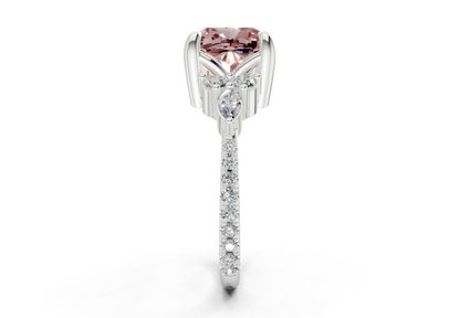 Zephyrine Pink Diamond Accent Cushion Square Cut 1.9mm Engagement Ring