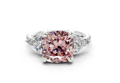 Zephyrine Pink Diamond Accent Cushion Square Cut 1.9mm Engagement Ring