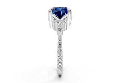 Zephyrine Sapphire Gemstone Accent Cushion Square Cut 1.9mm Engagement Ring
