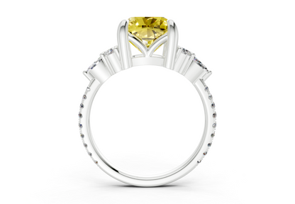 Zephyrine Yellow Diamond Accent Cushion Square Cut 1.9mm Engagement Ring