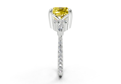 Zephyrine Yellow Diamond Accent Cushion Square Cut 1.9mm Engagement Ring