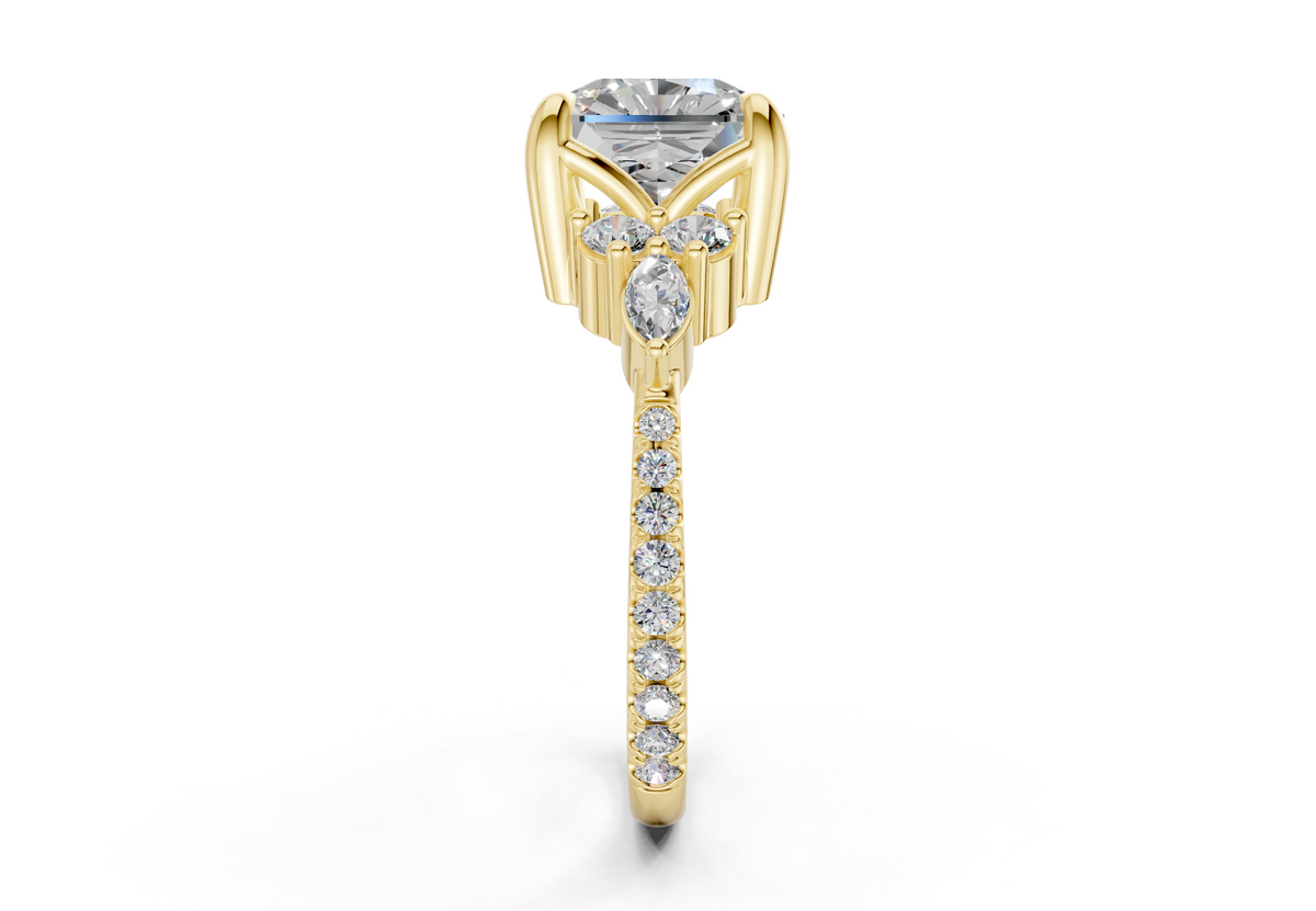 Zephyrine Diamond Accent Radiant Square Cut 1.9mm Engagement Ring