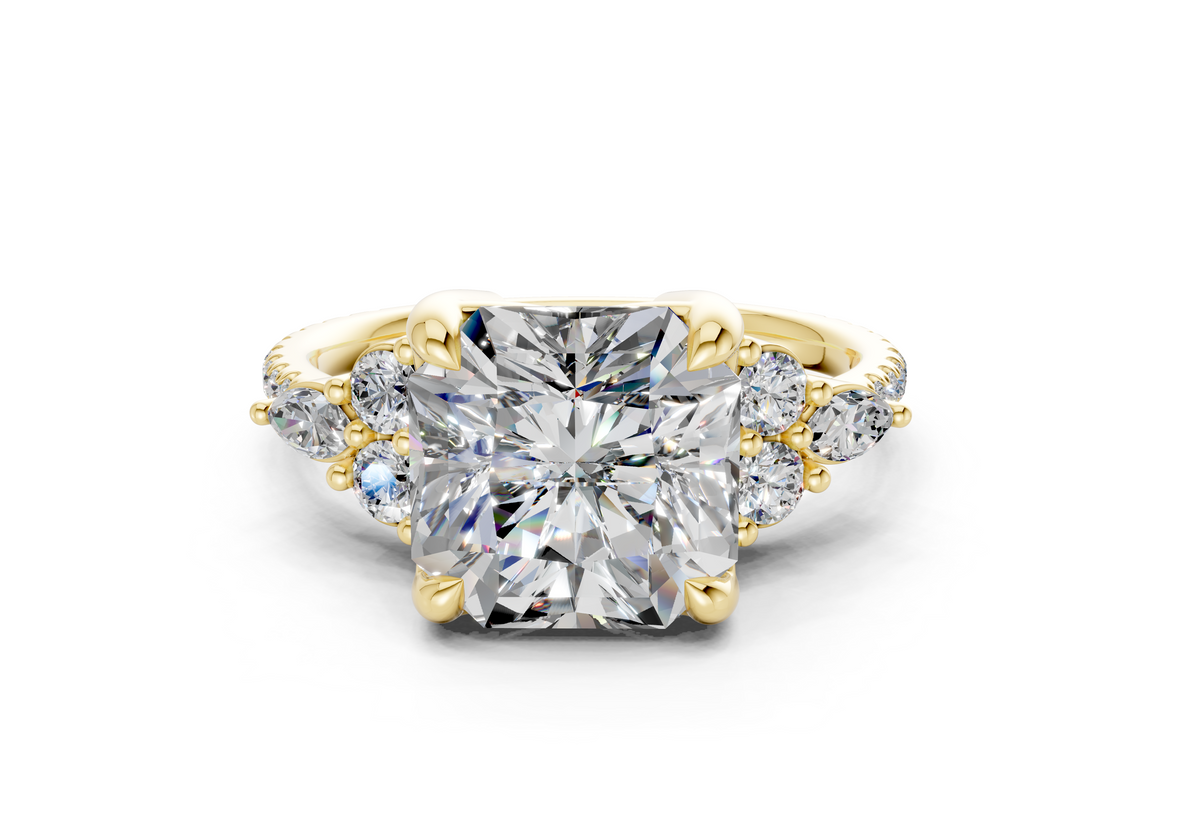 Zephyrine Diamond Accent Radiant Square Cut 1.9mm Engagement Ring