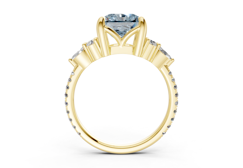 Zephyrine Blue Diamond Accent Radiant Square Cut 1.9mm Engagement Ring