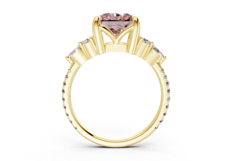 Zephyrine Pink Diamond Accent Radiant Square Cut 1.9mm Engagement Ring