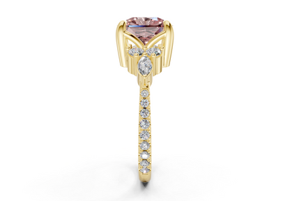 Zephyrine Pink Diamond Accent Radiant Square Cut 1.9mm Engagement Ring