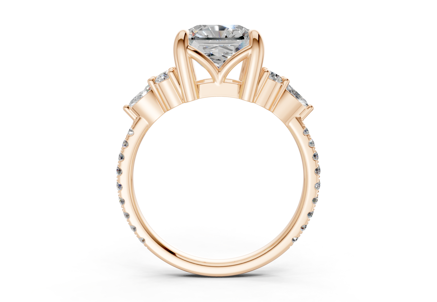 Zephyrine Diamond Accent Radiant Square Cut 1.9mm Engagement Ring