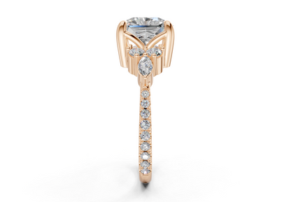 Zephyrine Diamond Accent Radiant Square Cut 1.9mm Engagement Ring