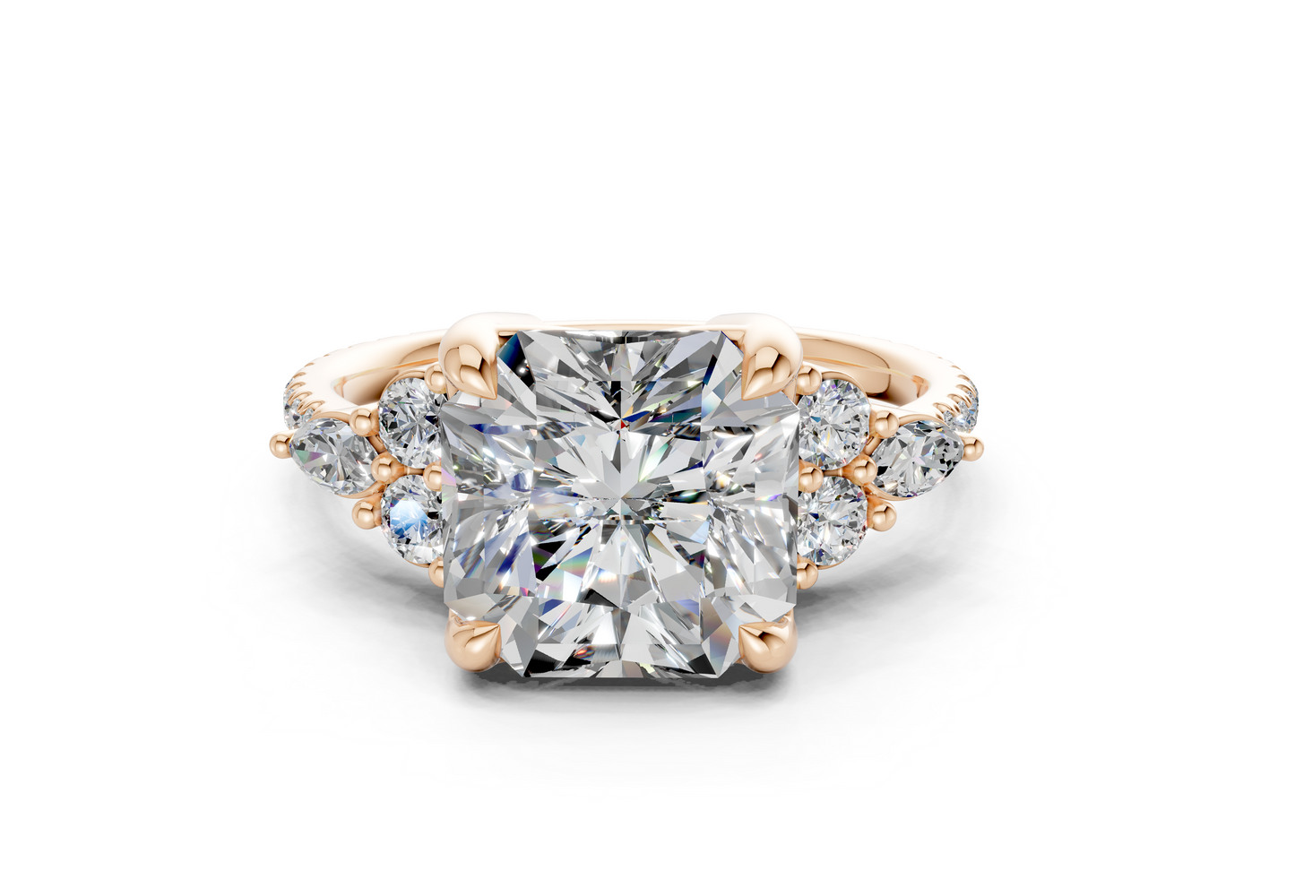 Zephyrine Diamond Accent Radiant Square Cut 1.9mm Engagement Ring