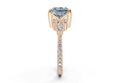 Zephyrine Blue Diamond Accent Radiant Square Cut 1.9mm Engagement Ring