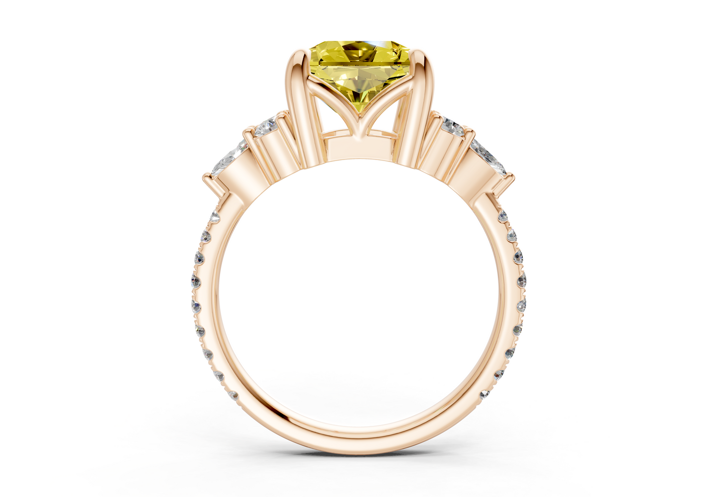 Zephyrine Yellow Diamond Accent Radiant Square Cut 1.9mm Engagement Ring