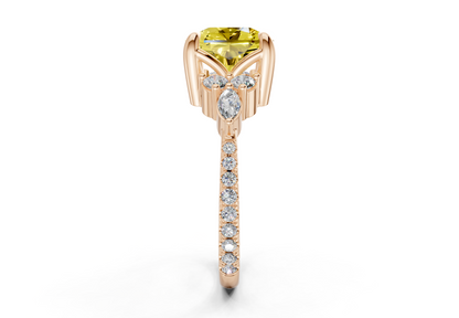 Zephyrine Yellow Diamond Accent Radiant Square Cut 1.9mm Engagement Ring