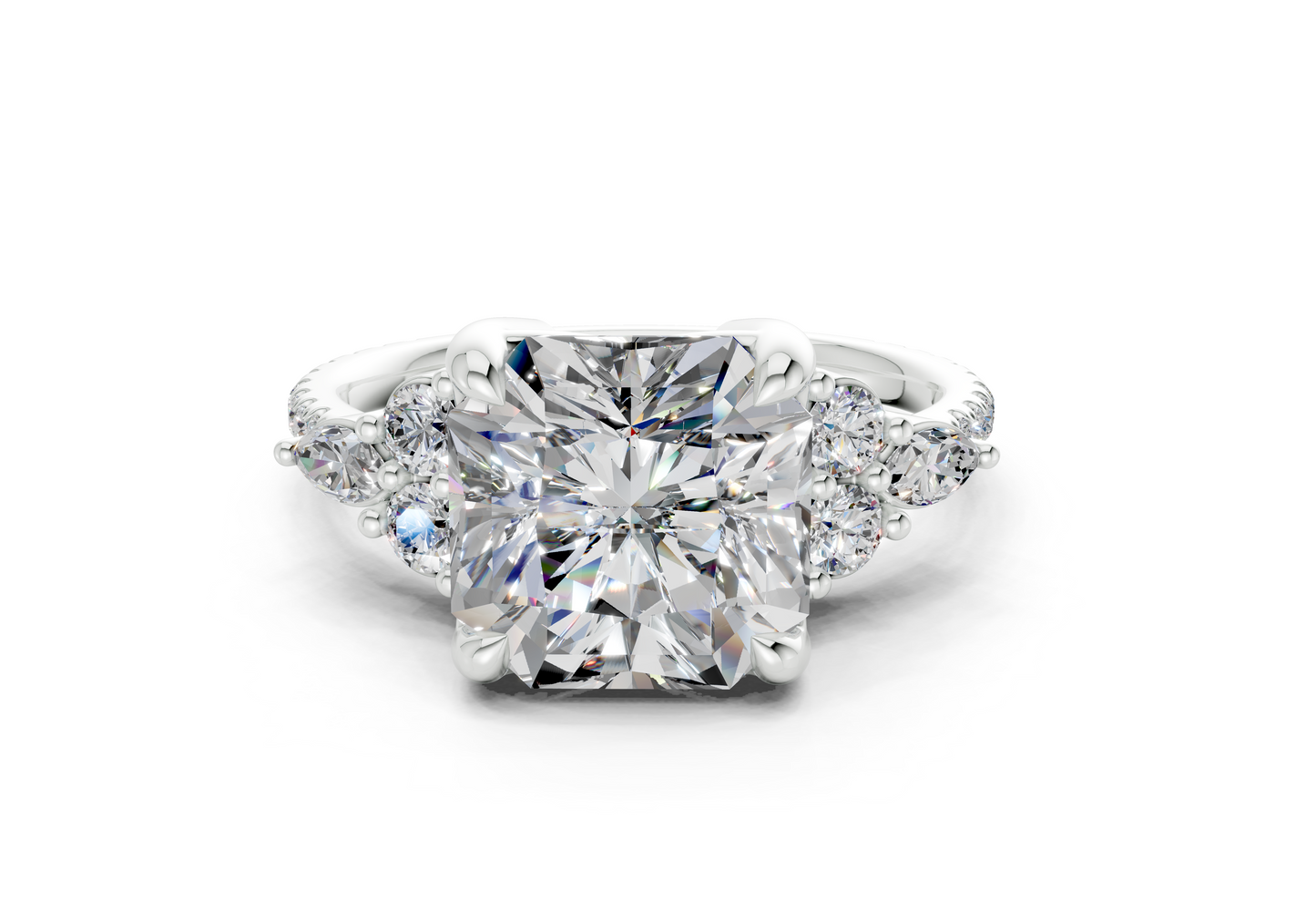 Zephyrine Diamond Accent Radiant Square Cut 1.9mm Engagement Ring