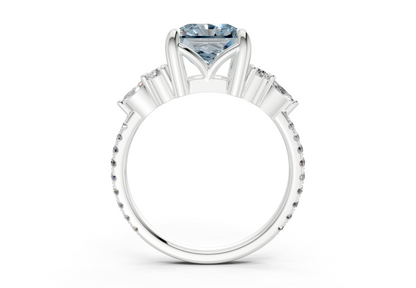 Zephyrine Blue Diamond Accent Radiant Square Cut 1.9mm Engagement Ring