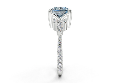 Zephyrine Blue Diamond Accent Radiant Square Cut 1.9mm Engagement Ring