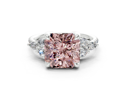Zephyrine Pink Diamond Accent Radiant Square Cut 1.9mm Engagement Ring