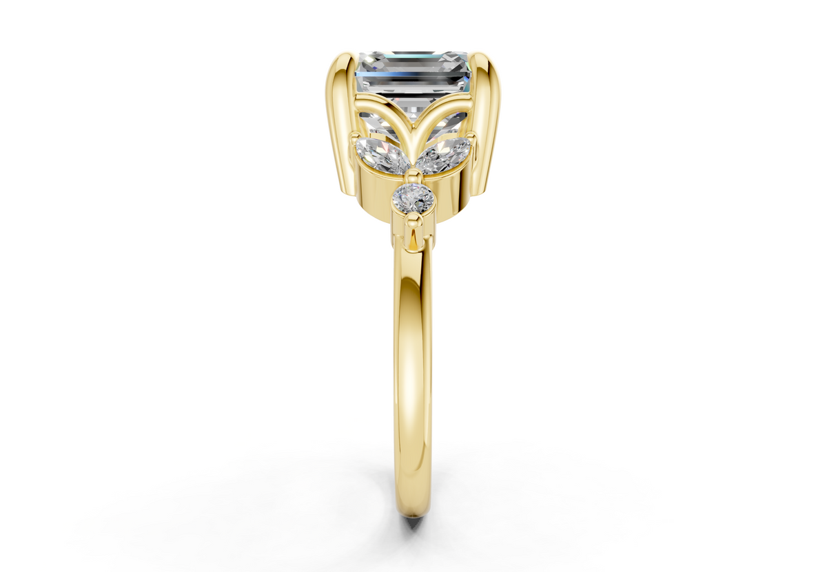 Elysium Diamond Accent Asscher Cut 1.9mm Engagement Ring