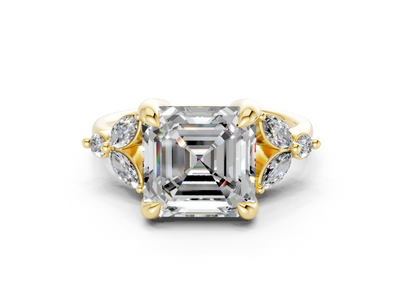 Elysium Diamond Accent Asscher Cut 1.9mm Engagement Ring