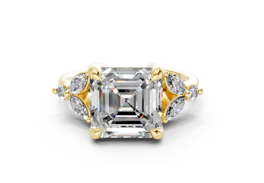 Elysium Diamond Accent Asscher Cut 1.9mm Engagement Ring