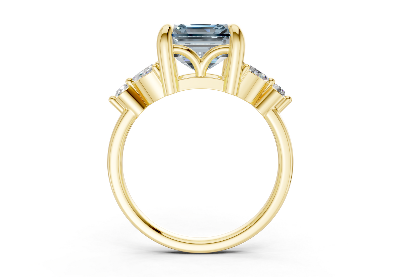 Elysium Blue Diamond Accent Asscher Cut 1.9mm Engagement Ring