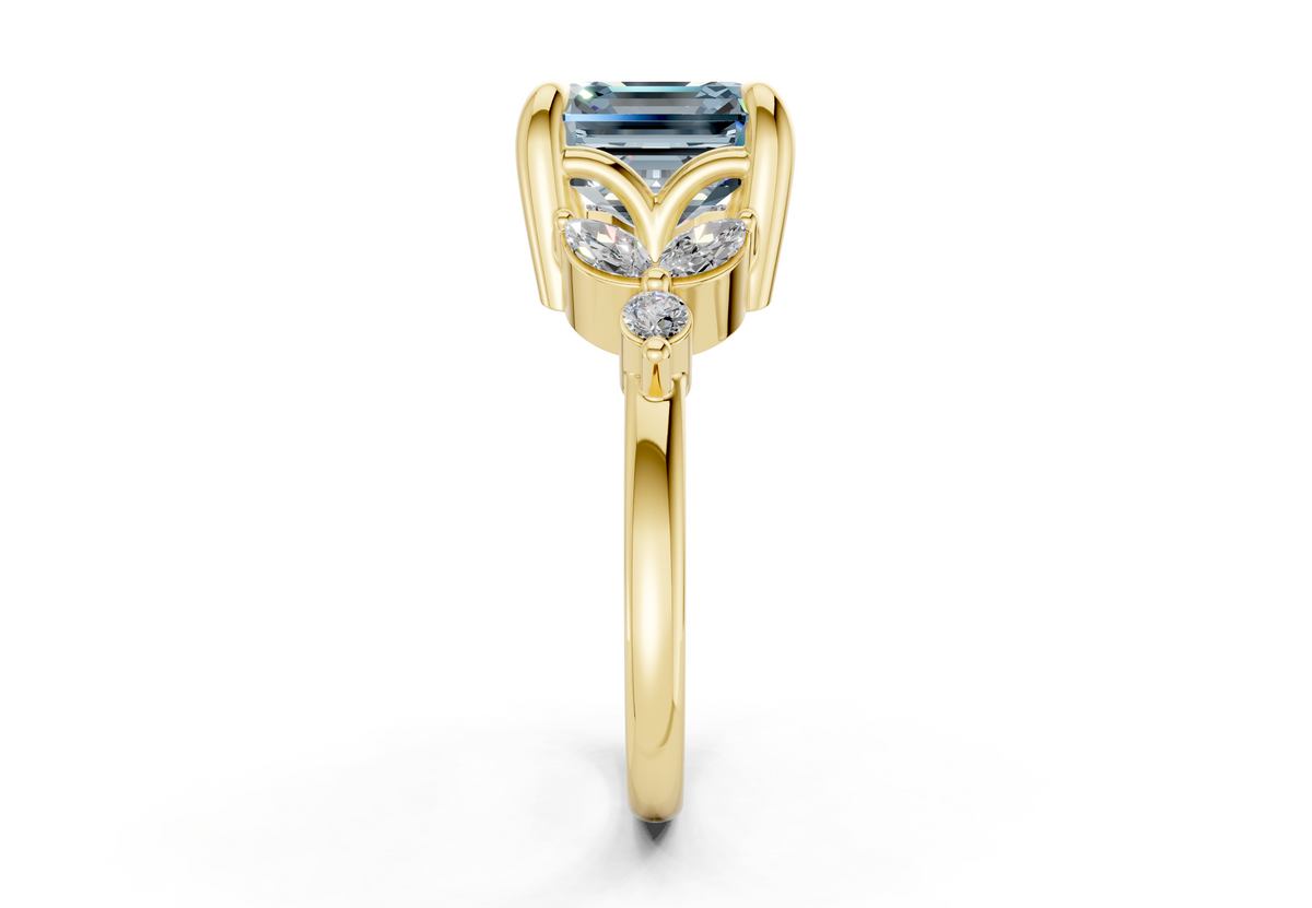 Elysium Blue Diamond Accent Asscher Cut 1.9mm Engagement Ring