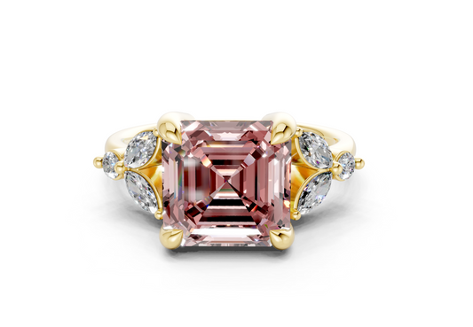Elysium Pink Diamond Accent Asscher Cut 1.9mm Engagement Ring