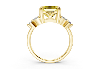 Elysium Yellow Diamond Accent Asscher Cut 1.9mm Engagement Ring