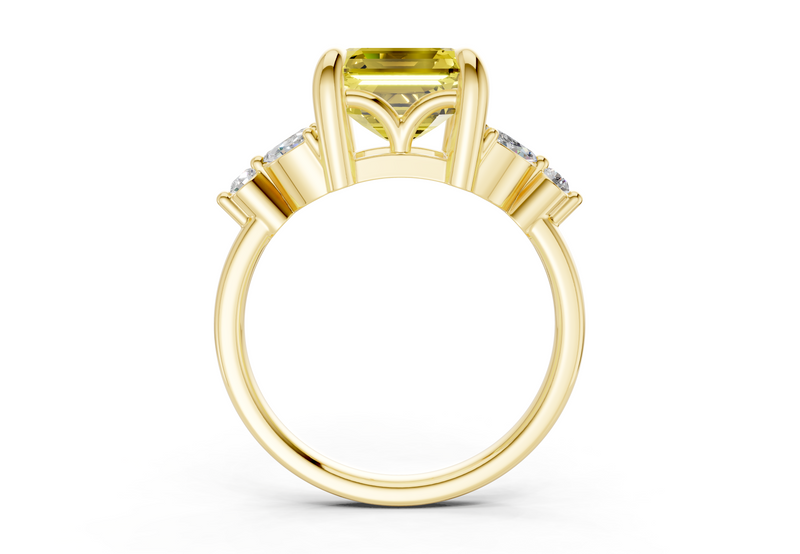 Elysium Yellow Diamond Accent Asscher Cut 1.9mm Engagement Ring