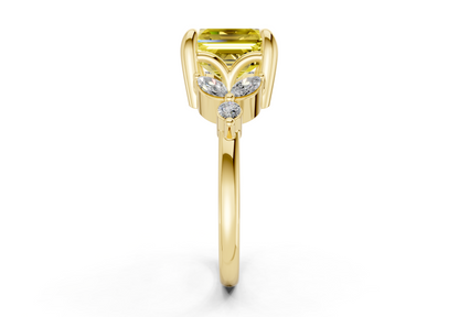Elysium Yellow Diamond Accent Asscher Cut 1.9mm Engagement Ring