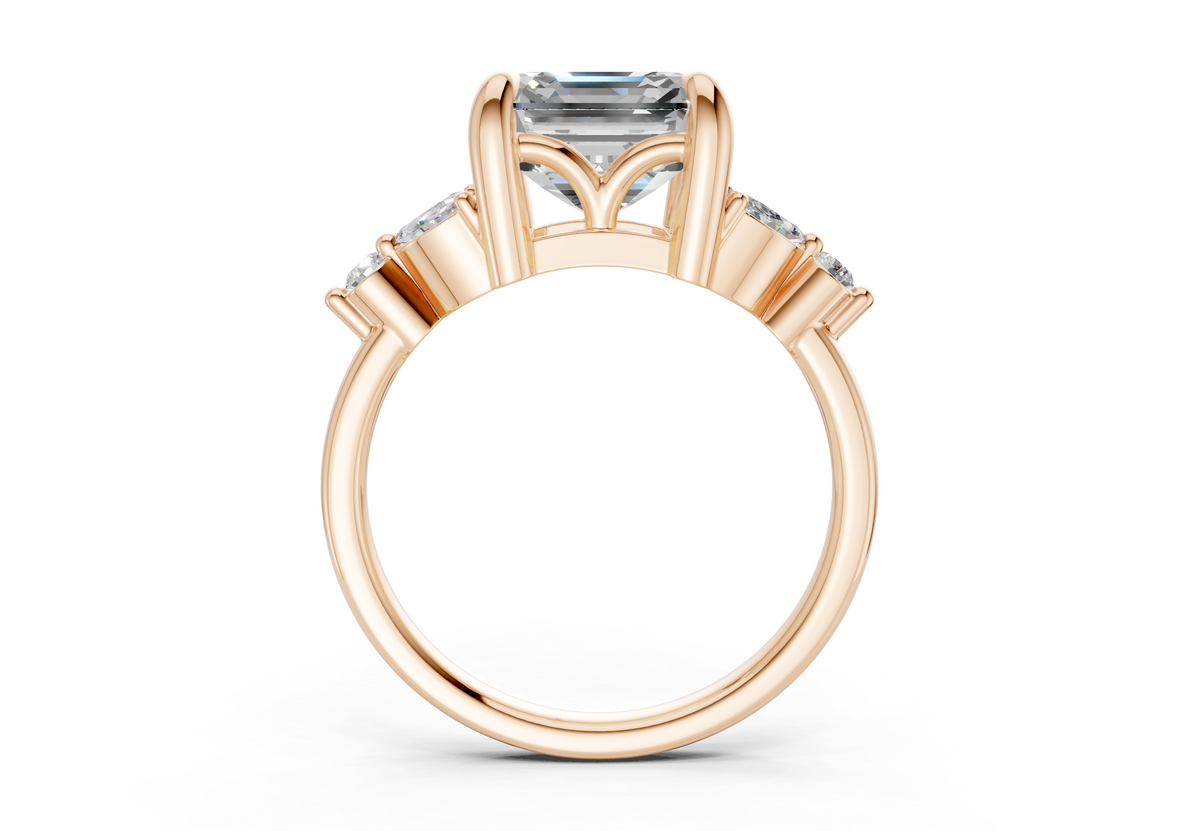 Elysium Diamond Accent Asscher Cut 1.9mm Engagement Ring