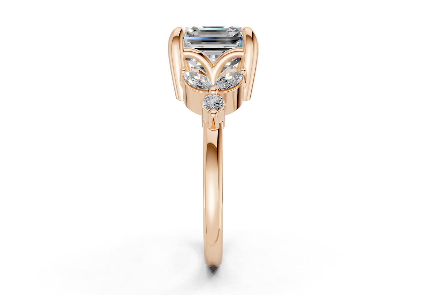 Elysium Diamond Accent Asscher Cut 1.9mm Engagement Ring