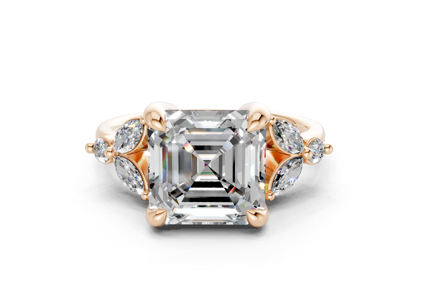 Elysium Diamond Accent Asscher Cut 1.9mm Engagement Ring