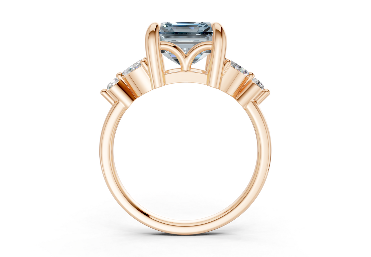 Elysium Blue Diamond Accent Asscher Cut 1.9mm Engagement Ring