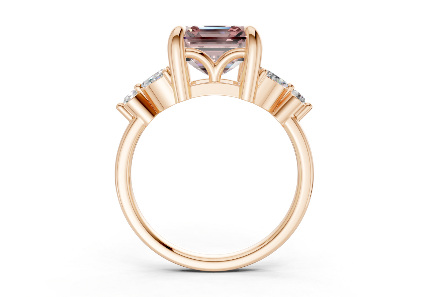 Elysium Pink Diamond Accent Asscher Cut 1.9mm Engagement Ring