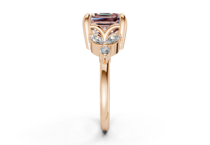 Elysium Pink Diamond Accent Asscher Cut 1.9mm Engagement Ring