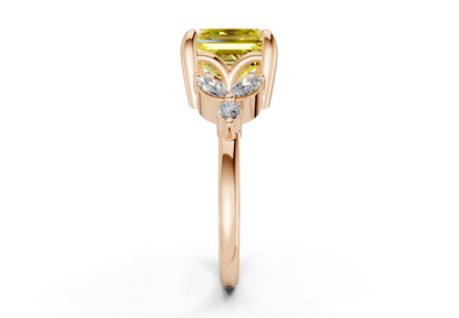 Elysium Yellow Diamond Accent Asscher Cut 1.9mm Engagement Ring